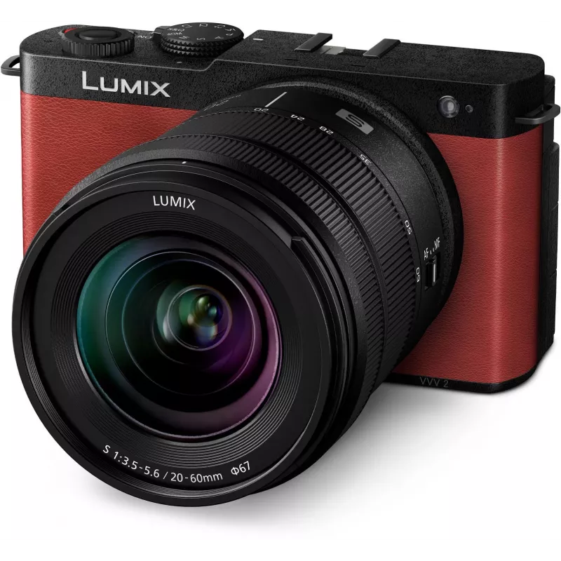 Panasonic Lumix DC-S9 spiegellose Vollformatkamera mit Objektiv Lumix S 20-60mm f/3.5-5.6, crimson red (DC-S9KE-R)