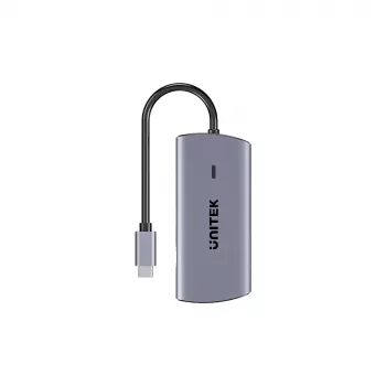 UNITEK USB-C 6-in-1 Multiport-Hub | 3x USB-A 5Gbps | PD 100W | HDMI 4K@30Hz | RJ45 Gigabit Ethernet | Space Grey