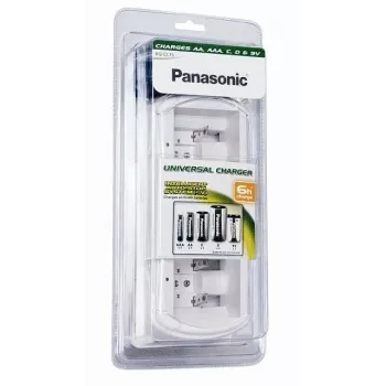Panasonic BQ-CC15E/1B Smart & Quick Ni-MH Akku-Ladegerät für AA & AAA, 4 Schächte, Einzelkanäle, AC 100-240V