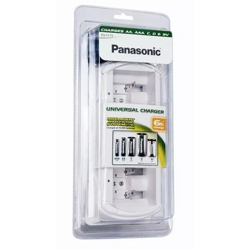 Panasonic BQ-CC15E/1B Smart & Quick Ni-MH Akku-Ladegerät für AA & AAA, 4 Schächte, Einzelkanäle, AC 100-240V