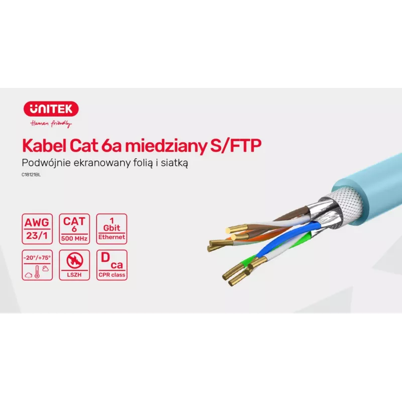UNITEK C18121BL Cat.-6A-S/FTP-LSZH-Verlegekabel, 305 m, blau