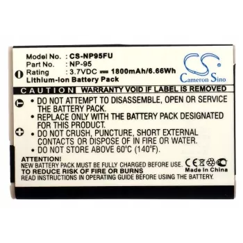 Cameron Sino Ersatzakku für Fujifilm NP-95 / Ricoh DB-90, 3,7V 1900mAh Li-Ion, Schwarz