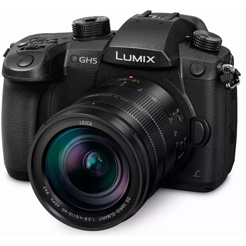 Panasonic Lumix DC-GH5LEG-K Systemkamera mit Leica DG Vario-Elmarit 12-60mm f/2.8-4 ASPH. POWER O.I.S. Objektiv, 20.3MP Micro Four Thirds, 4K 60p Video, 5-Achsen Dual I.S. 2, Wi-Fi/Bluetooth, Spritzwasser-/Frostschutz, Schwarz