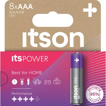 ITSON LR03IPO/8HH Alkaline AAA-Batterien – 8er-Pack, 1,5 V, 10 Jahre Lagerfähigkeit, quecksilberfrei