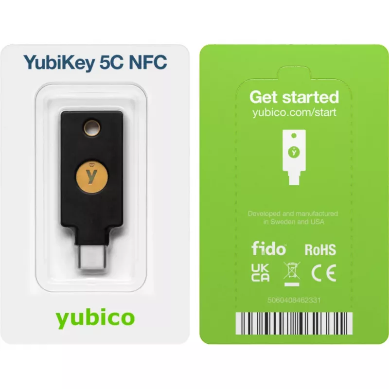 YubiKey 5C NFC Sicherheitsschlüssel (Schwarz/Gold, 2er-Pack)