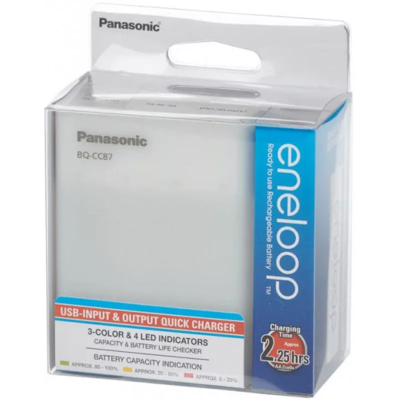 Panasonic eneloop BQ-CC87USB Ladegerät mit 4 x 1900 mAh Akkus (K-KJ87MCC40USB)