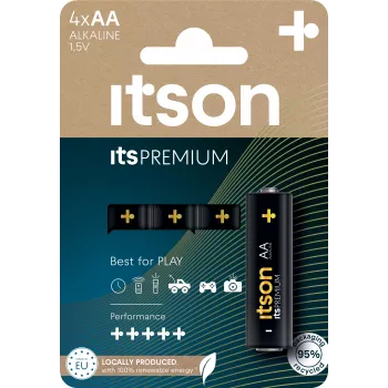itson itsPREMIUM AA Alkaline-Batterie, 4er-Pack (LR6IPR/4CP)