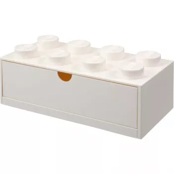 LEGO Brick 8 Schreibtischschublade weiße Aufbewahrungsbox mit 8 Noppen