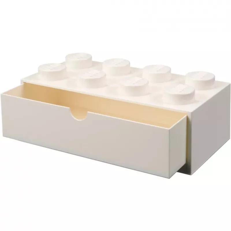 LEGO Brick 8 Schreibtischschublade weiße Aufbewahrungsbox mit 8 Noppen