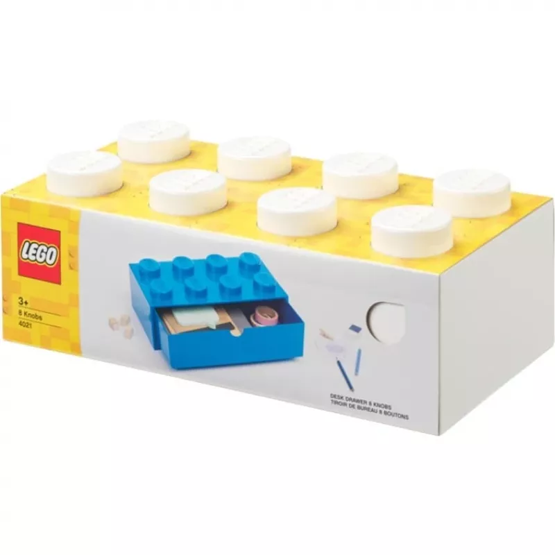 LEGO Brick 8 Schreibtischschublade weiße Aufbewahrungsbox mit 8 Noppen