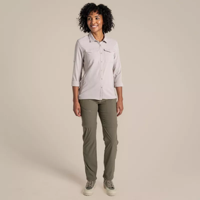 Craghoppers NosiLife Pro LS Shirt III Damen Reisehemd - Soft Mushroom, XS