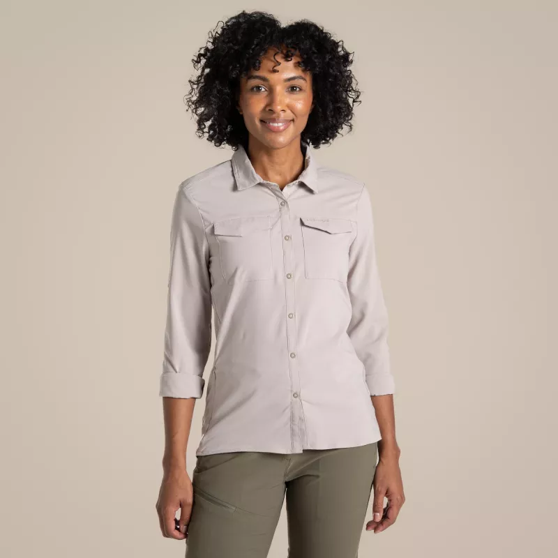 Craghoppers NosiLife Pro LS Shirt III Damen Reisehemd - Soft Mushroom, XS