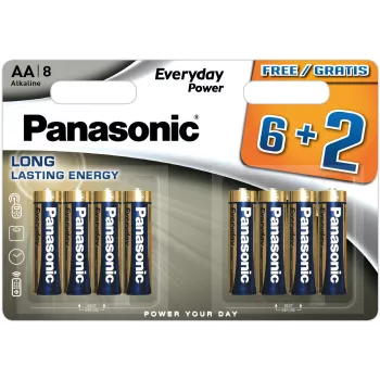 Panasonic Everyday Power Alkaline AA Batterien LR6 8er-Blister (6+2 Bonus)