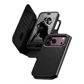CARE by PanzerGlass Tango Flip Case für Apple iPhone 17 Pro Max - MagSafe-kompatibel - veganes Leder - Schwarz