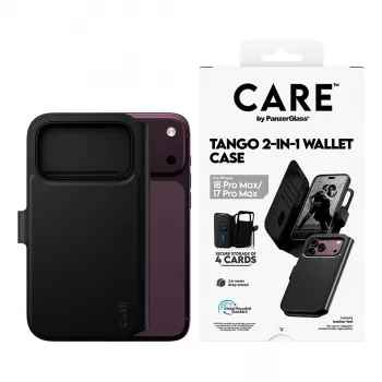 CARE by PanzerGlass Tango Flip Case für Apple iPhone 17 Pro Max - MagSafe-kompatibel - veganes Leder - Schwarz