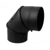 Kaminrohrbogen 45/90° mit Revisions-T-Stück, 150 mm, Schwarzstahl