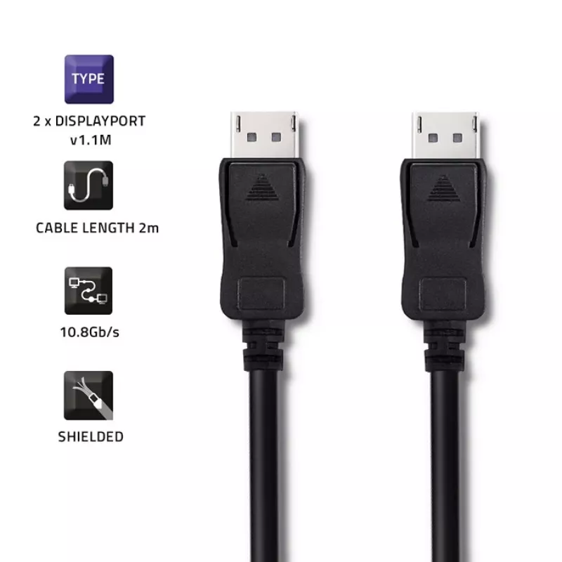 Qoltec DisplayPort 1.1 Kabel, Stecker auf Stecker, 4K, 2m, Schwarz