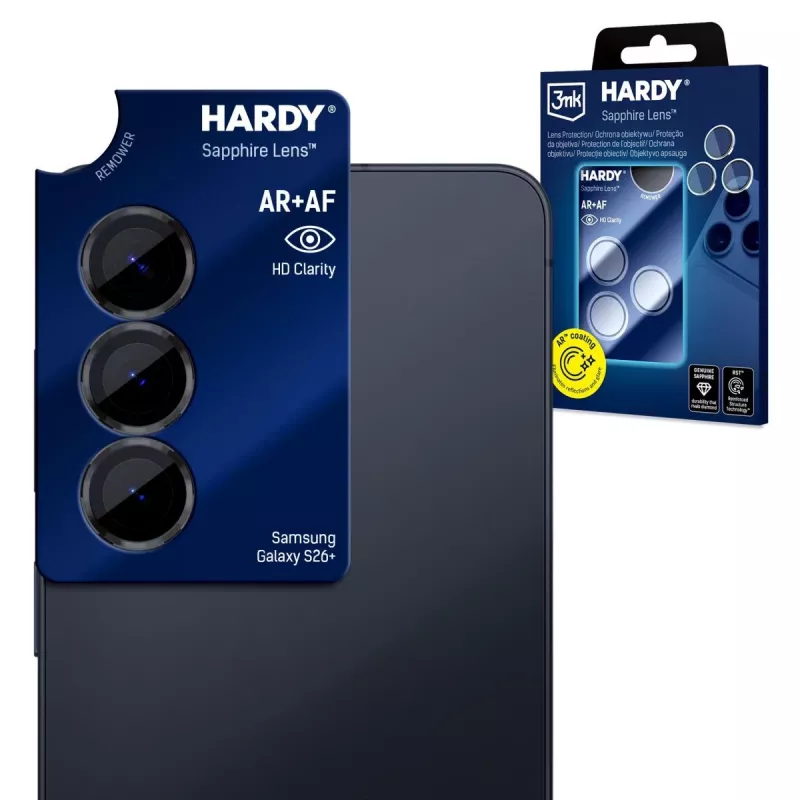 Samsung Galaxy S26+ 3mk Hardy Sapphire Objektiv-Kameraschutz - Ultra HD, 9H, Vollabdeckung