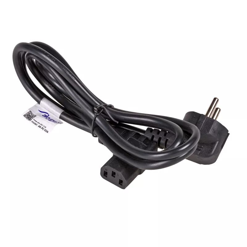 Akyga AK-PC-02A Gewinkeltes Netzkabel, CEE 7/7 auf IEC C13 90°, 1,5 m, Schwarz