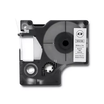 QOLTEC Etikettenband für DYMO D1 43613 6mm x 7m Weiß mit schwarzem Druck