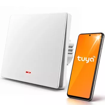 Qoltec 1-Kanal Smart Wi-Fi Lichtschalter mit Timer, Tuya & Smart Life, Weiß
