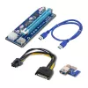 Qoltec Riser PCI-E ver. 007C USB 3.0 PCIe x1 auf x16 Extender mit 60cm Kabel, 4 Feststoffkondensatoren, 6-Pin/SATA/Molex-Stromversorgung, LED-Anzeige