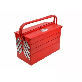 AWTOOLS AW30988 Werkzeugkoffer mit 18 Fächern, transparentem Deckel, stapelbarer Organizer für Kleinteile und Werkzeuge, Schwarz/Rot