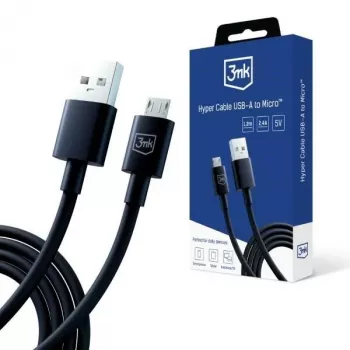 3mk Hyper Cable USB-A auf Micro-USB 1,2m 5V 2,4A Schwarz
