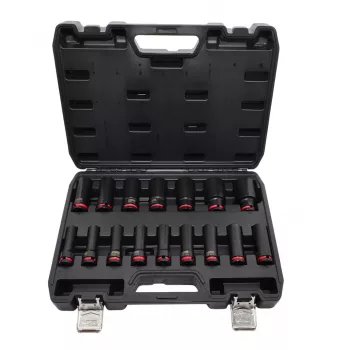 AWTOOLS Black Line Schlag-Steckschlüsselsatz 1/2, 16 Stk., 10-32 mm, Lang