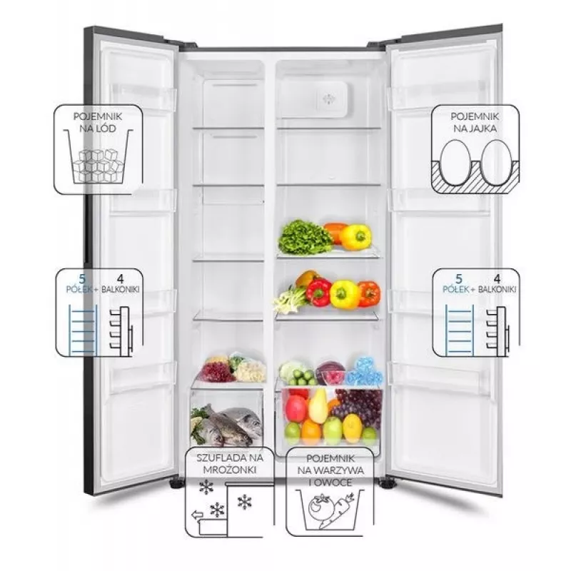 MPM Total No Frost MPM-439-SBS-15/ND Side-by-Side Kühlschrank, Edelstahl, 177 cm Höhe