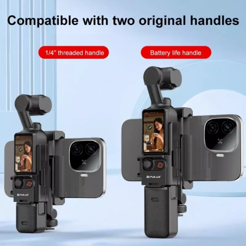 PULUZ Erweiterungsrahmen-Halterung für DJI Osmo Pocket 3 mit 1/4-Zoll-Gewinde und Telefonhalter (PU726B)
