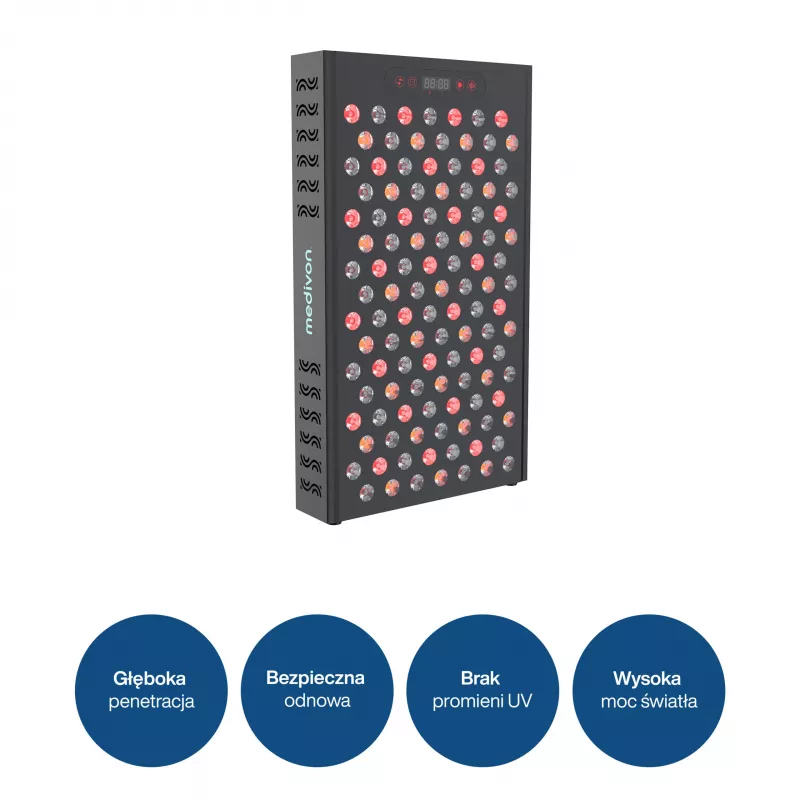 MEDIVON Lumera Plus LED-Lichttherapie-Panel für den Körper, Rot- und Infrarotlicht, 224 LEDs, 630–1060 nm, schwarz