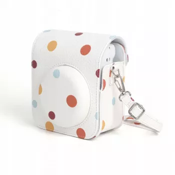 LOVEINSTANT Polka Dot PU-Lederetui für Fujifilm Instax Mini 12, abnehmbarer Trageriemen, Magnetverschluss