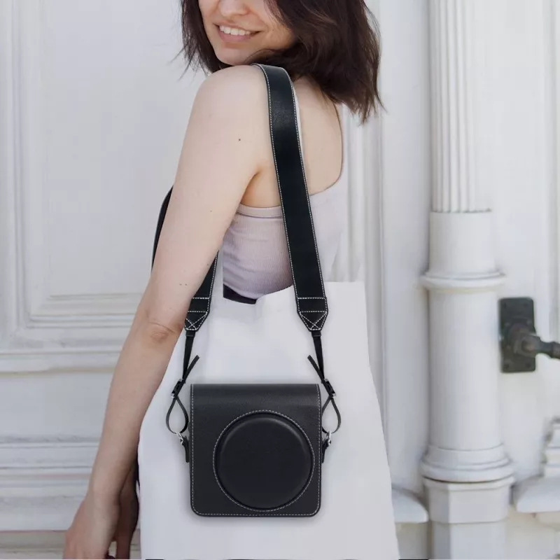 LOVEINSTANT Nacken-/Schultergurt und Fototasche-Set für Fujifilm Instax Mini Kameras - Schwarz