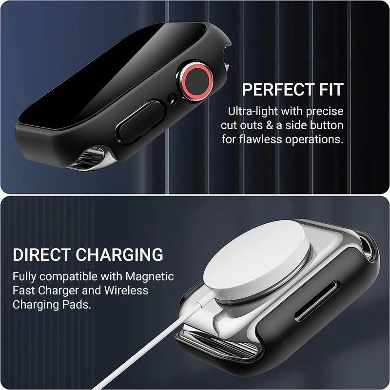 Crong Hybrid Watch Case mit gehärtetem Glas für Apple Watch 40mm - Transparent