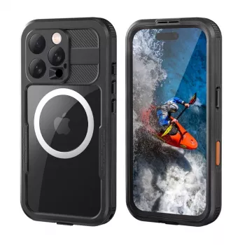 Crong Seal Cover wasserdichte Hülle IP68 für iPhone 16 Pro (Schwarz)