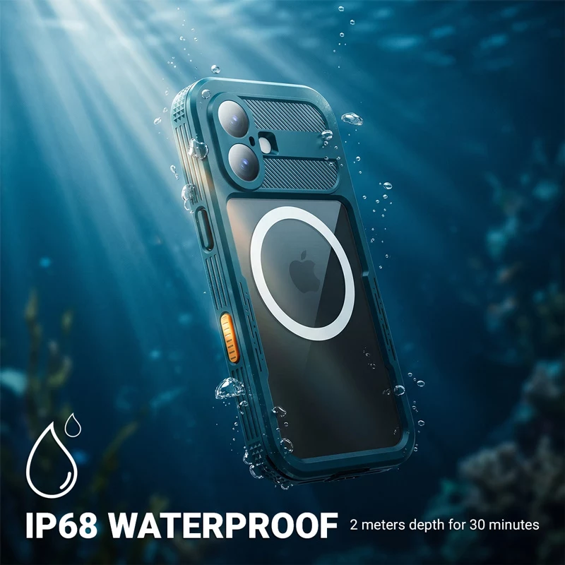 Crong Seal Cover wasserdichte Hülle IP68 für iPhone 16 Pro (Schwarz)