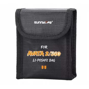 SUNNYLIFE Feuersichere Batterie-Schutztasche für DJI Avata 2 - Platz für 2 Akkus, Schwarz