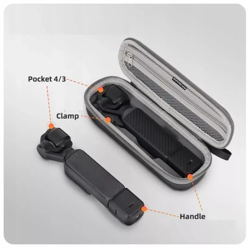 SUNNYLIFE Hartschalenkoffer mit Karabiner für DJI Osmo Pocket 4 / 3 - Grau