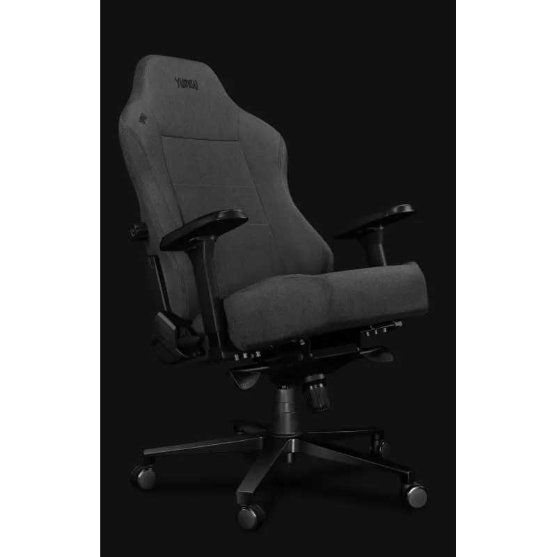 Yumisu 2054 Stoff Gaming-Stuhl Grau/Schwarz, 150 kg, 2D-Armlehnen, Neigbar 90-150°