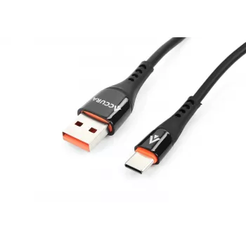 Accura USB-A auf USB-C 2,0m Gummiertes Kabel 5V/2A Schwarz