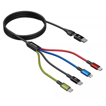 Accura 8-in-1 Multi-Ladekabel USB-A/USB-C auf 2x USB-C, Lightning, Micro USB, 3.0A, 1,2m, Schwarz