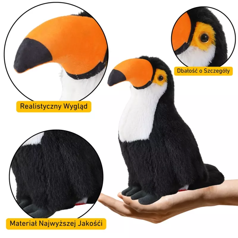LEAN TOYS Plüsch-Tukan Vogel Plüschtier Maskottchen Kuscheltier Weiß 30cm
