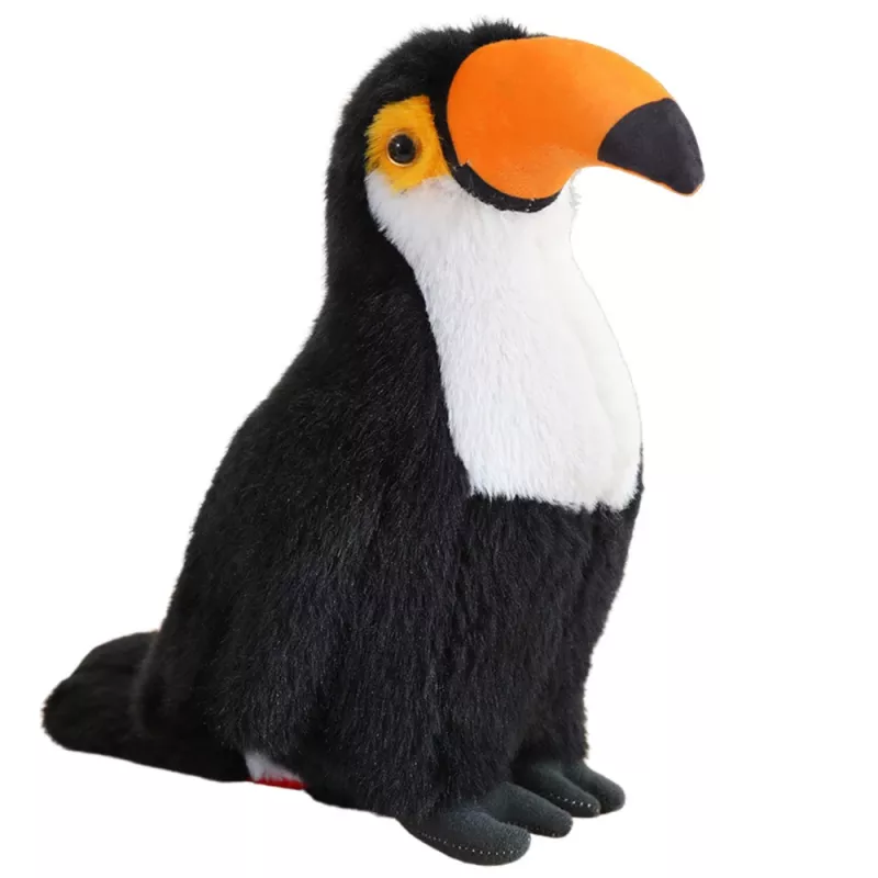 LEAN TOYS Plüsch-Tukan Vogel Plüschtier Maskottchen Kuscheltier Weiß 30cm