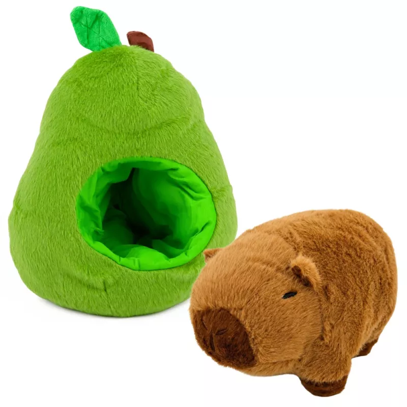 LEAN TOYS Grüne Avocado mit Capybara 2-in-1 Wendbarer Plüschtier 35 cm