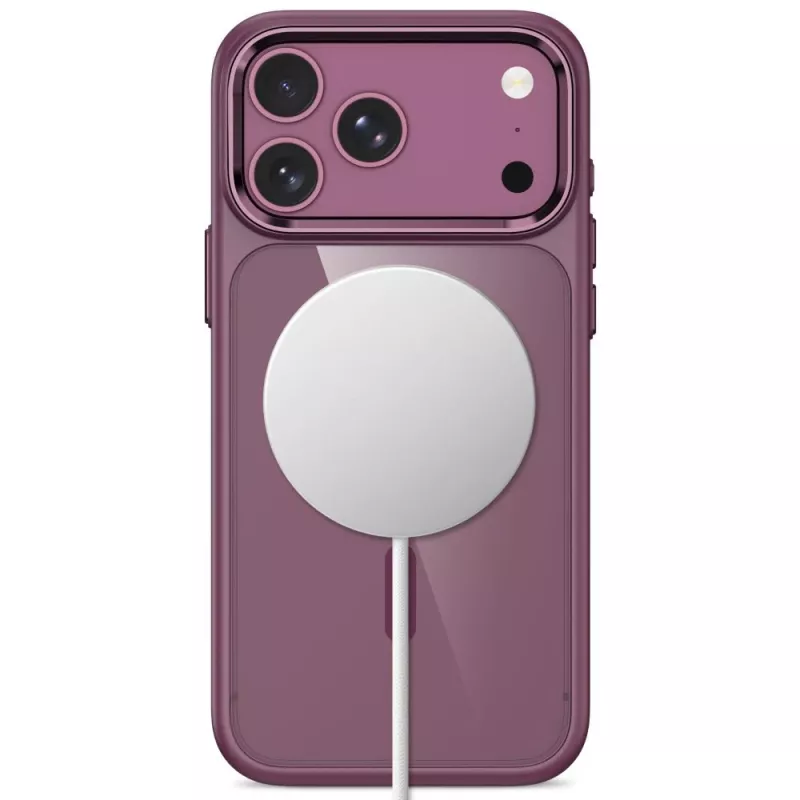 Tech-Protect Magmat MagSafe CC-Hülle für iPhone 17 Pro / 18 Pro - Dunkles Kirschrot/Klar
