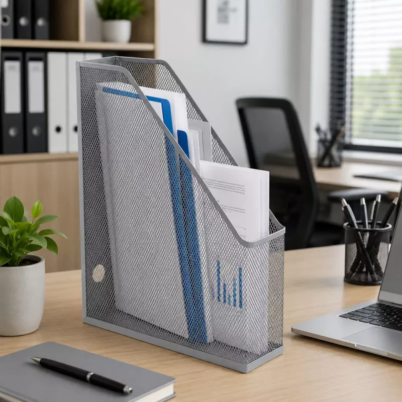 LEAN Metall Büro-Organizer-Ständer für Dokumente und Ordner, vertikal, Silber, A4