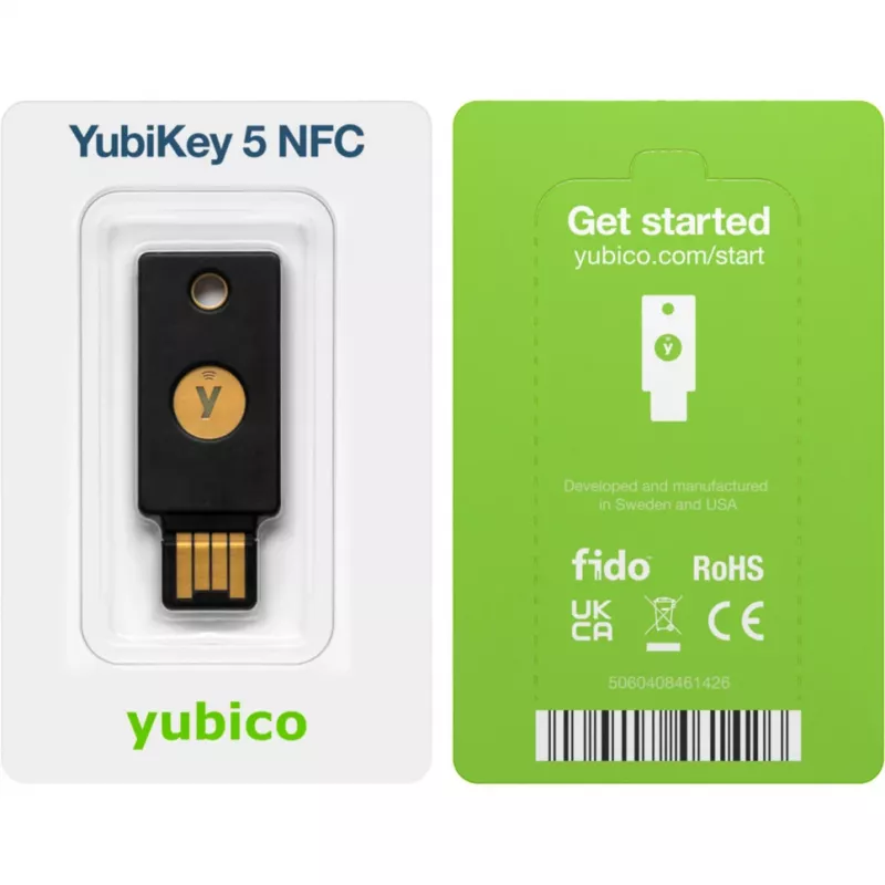 YubiKey 5 NFC Sicherheitsschlüssel 2er-Pack (Schwarz/Gold, USB-A & NFC)