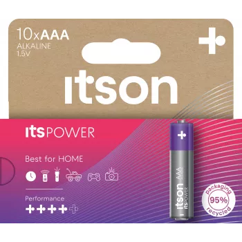 ITSON LR03IPO/10HH AAA Alkaline-Batterien 10er-Pack | 1,5V LR03 MN2400 langlebig, auslaufsicher, quecksilberfrei