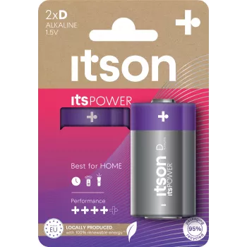 itson itsPOWER D Alkaline-Batterie, 2er-Pack (LR20IPO/2CP)